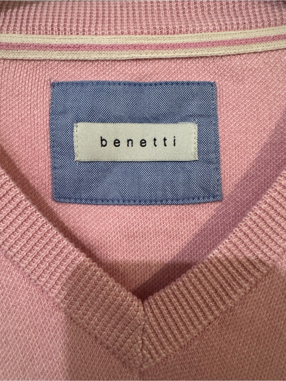 Benetti Gale V-Neck Sweater Men’s 2XL Pink 100% Cotton NWT Smart Casual - Picture 3 of 8